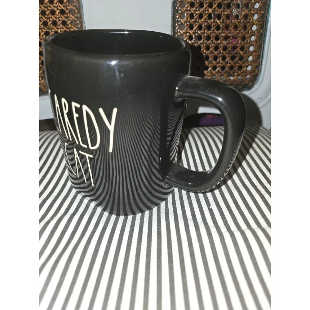 Rae Dunn Halloween Scaredy Cat Black Coffee Mug